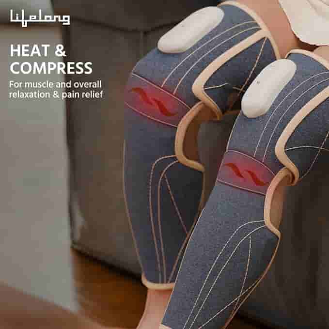 Lifelong Wireless Air Pressure Leg Massager Machine for Both Legs for Home-Thigh,Knee & Calf Massage-2 Way Pressure Horizontal & Vertical for Pain Relief-With Heat & Variable Intensity (LLM855)