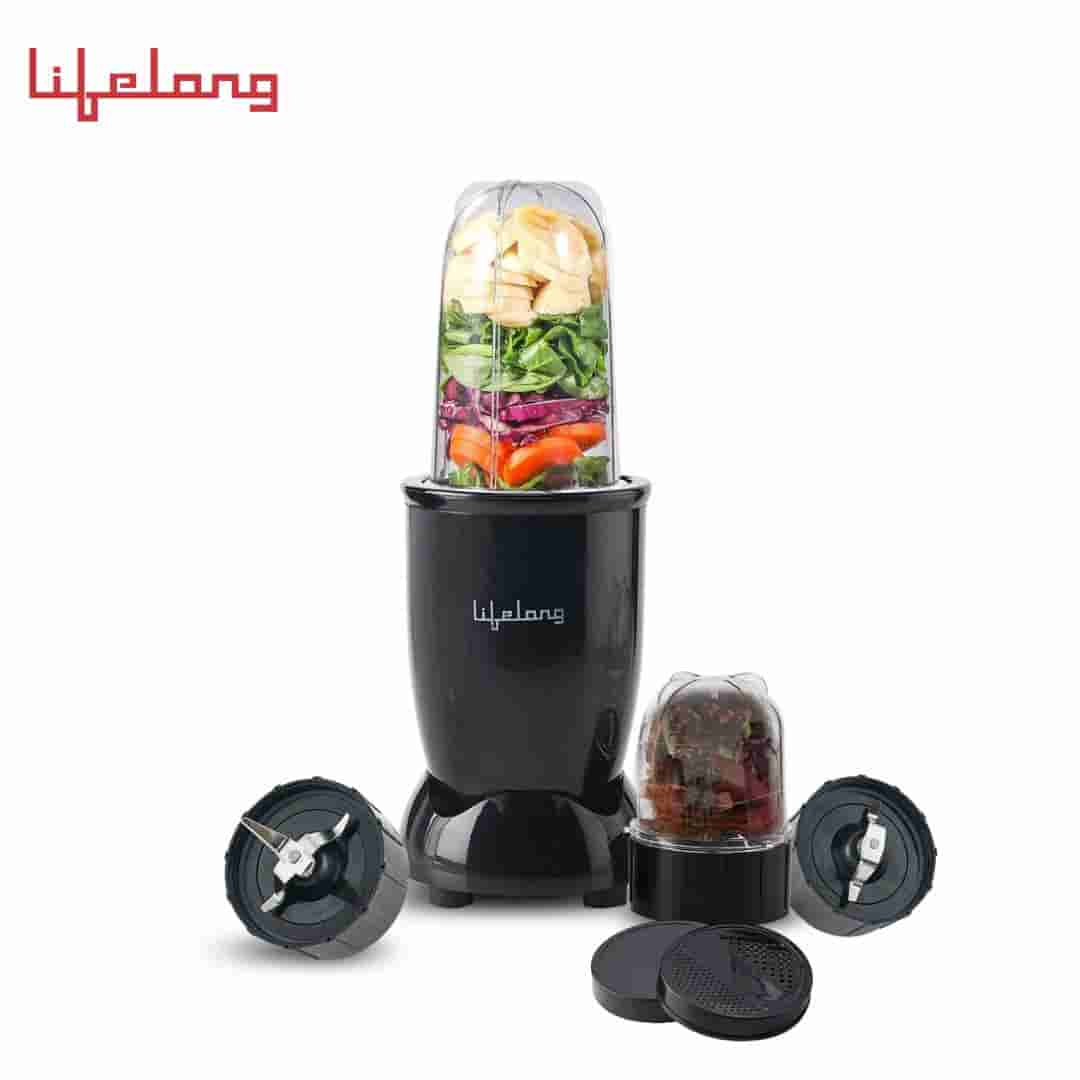 Lifelong Regalia PowerNutri Mixer/Grinder/Blender/Shaker, 2 Stainless Steel Blades,2 Unbreakable Jars, 450 W Powerful Copper Motor (Black, 1 Year warranty, LLNBB001)