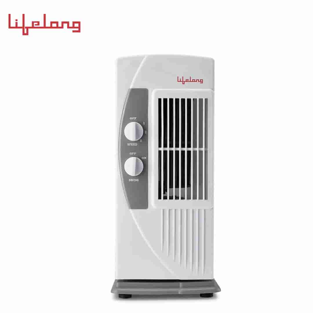 Lifelong LLTWF05 Portable Mini Tower/Table Fan with Swing for Home, Kitchen, Shop and Office | 3 Speed Setting | Anti Rust Body (White)