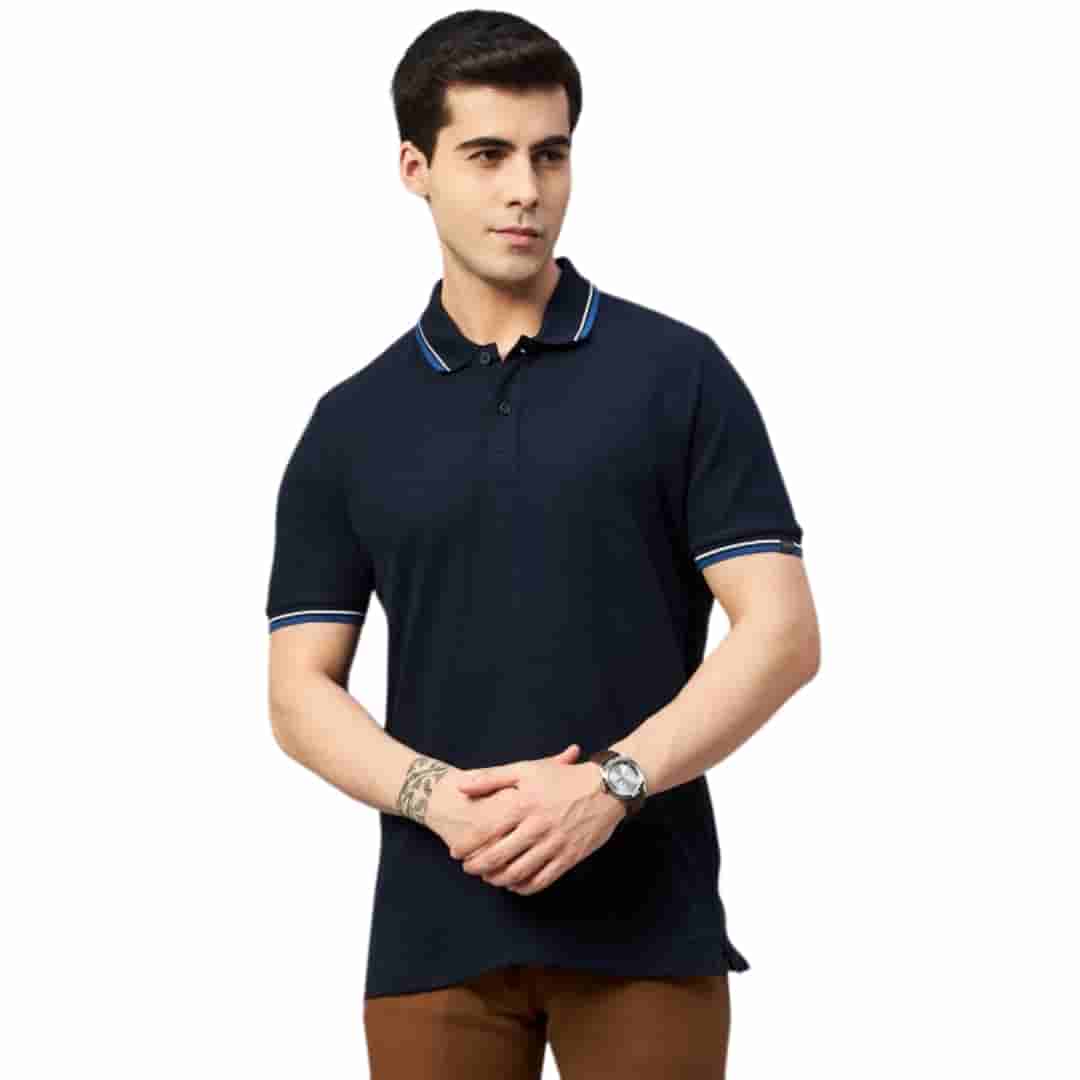Marks & Spencer Navy Blue Cotton Polo T-Shirt - Timeless Style