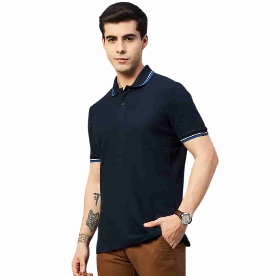 Marks & Spencer Navy Blue Cotton Polo T-Shirt - Timeless Style