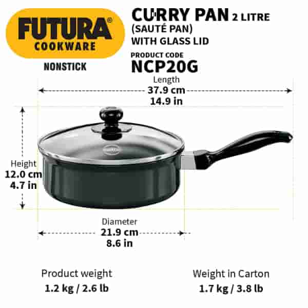 Hawkins Nonstick Curry Pan 2L Glass Lid