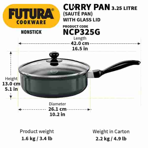 Hawkins Futura Nonstick Curry Pan 3.25 with Glass Lid