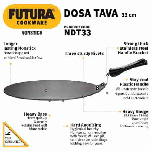 Hawkins Futura Nonstick Dosa Tawa 33Cm