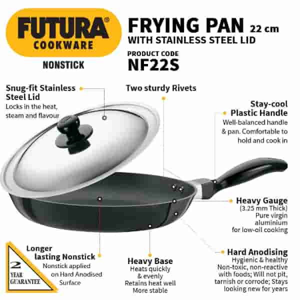 Hawkins Futura 22cm Nonstick Frying Pan with SS Lid