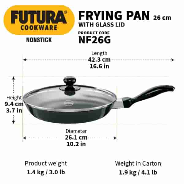 Hawkins Futura 26Cm Nonstick Frying Pan with Glass Lid