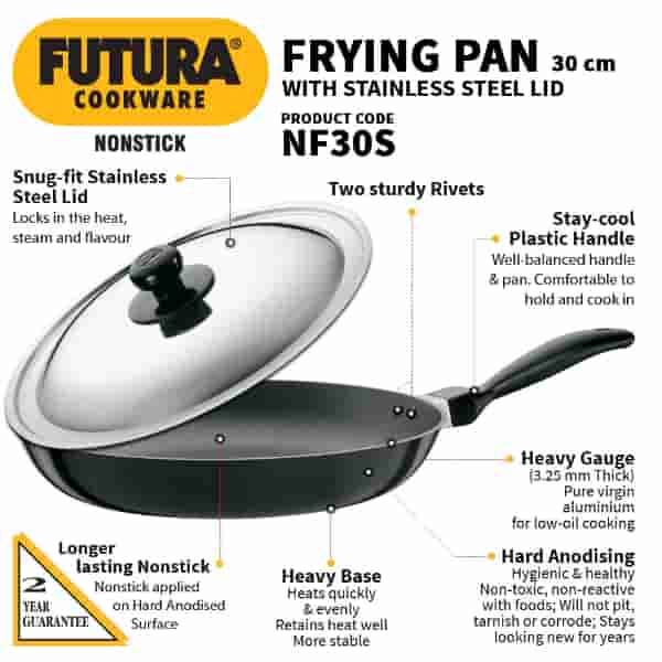 Hawkins Futura 30cm Nonstick Frying Pan with Stainless Steel Lid