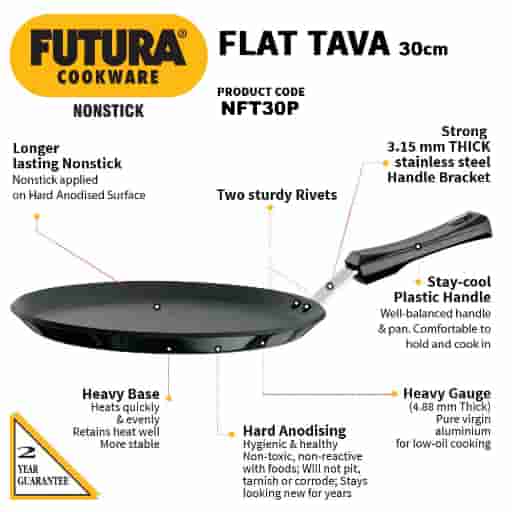Hawkins Futura 30cm Non Stick Tawa with Plastic Handle