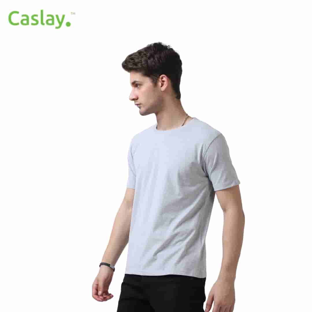 Caslay Crew Neck T-Shirts - Grey Melange