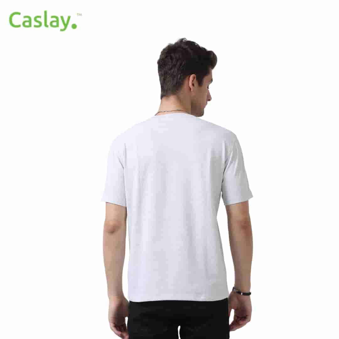 Caslay Crew Neck T-Shirts - White Melange
