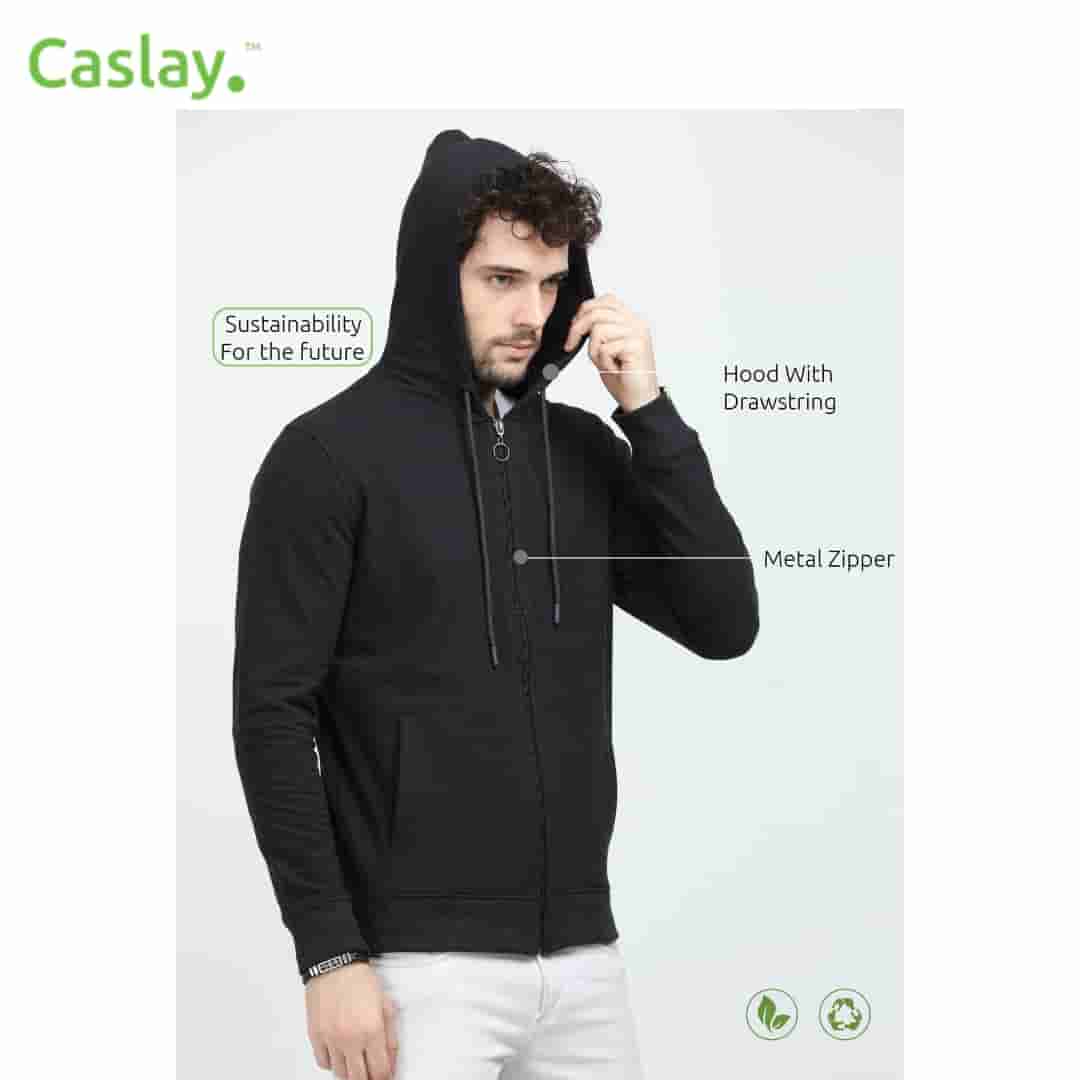 Caslay Hoodie withzip - Charcoal Melange