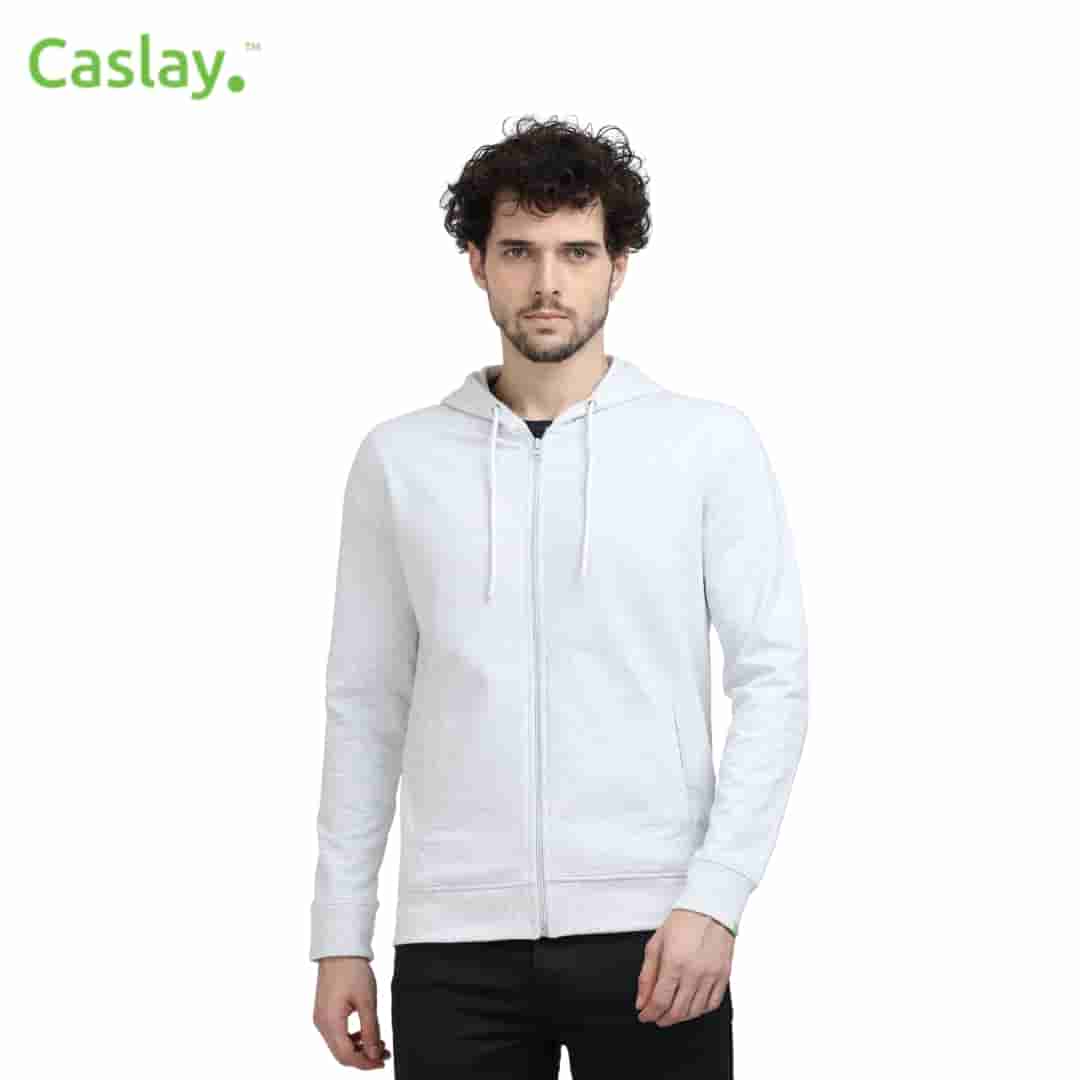 Caslay Hoodie withzip - White Melange