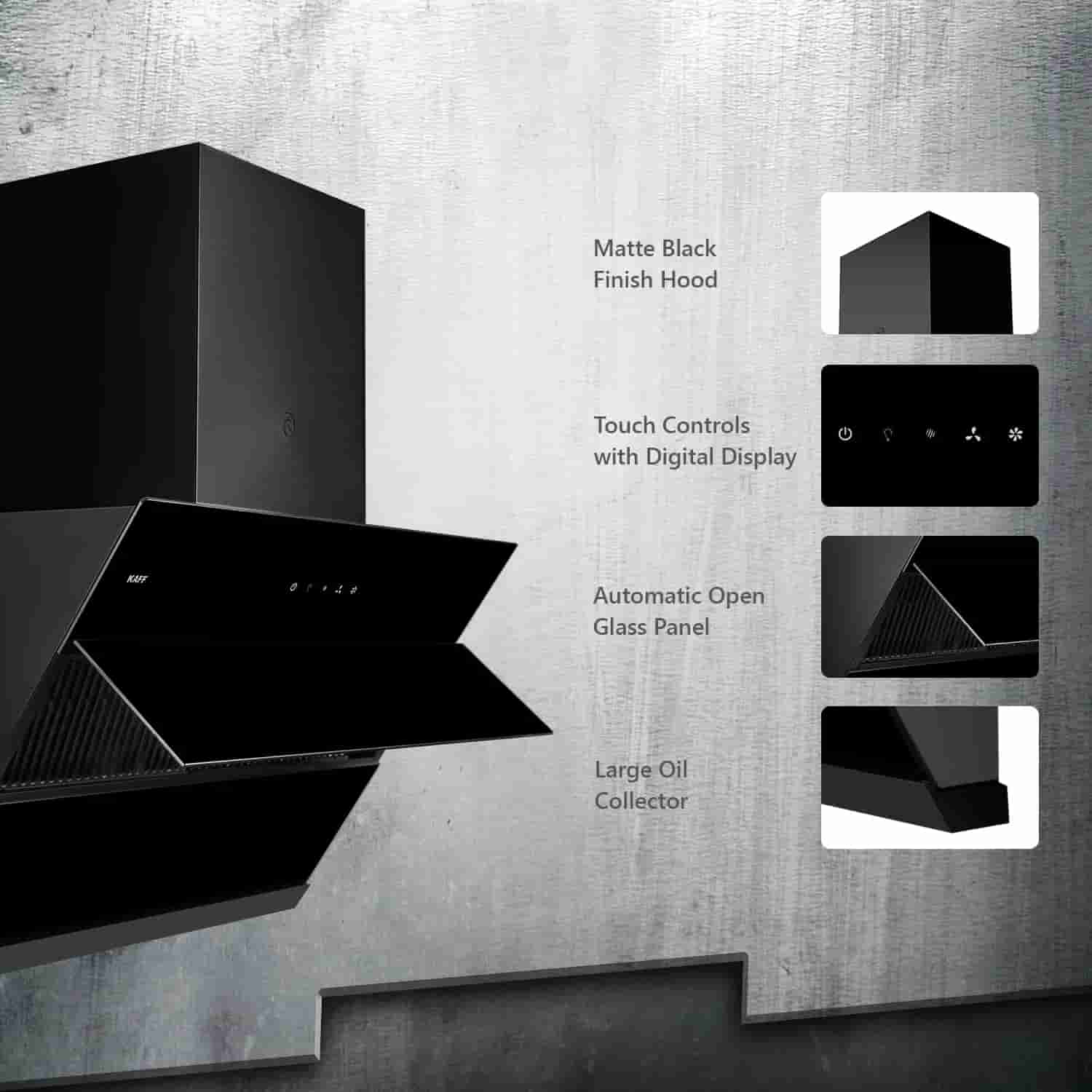 Kaff NOBELOTXDHC60 Filter Less Dry Heat Auto Clean Kitchen Chimney