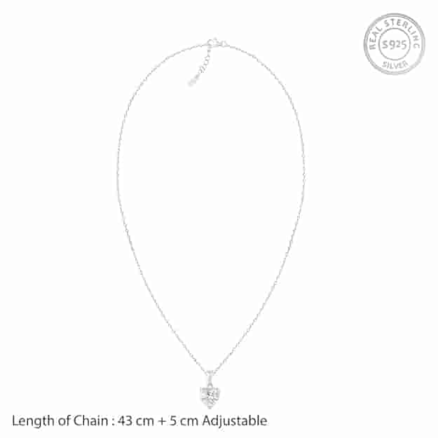Anushka Sharma Silver Solitaire Heart Pendant with Link Chain