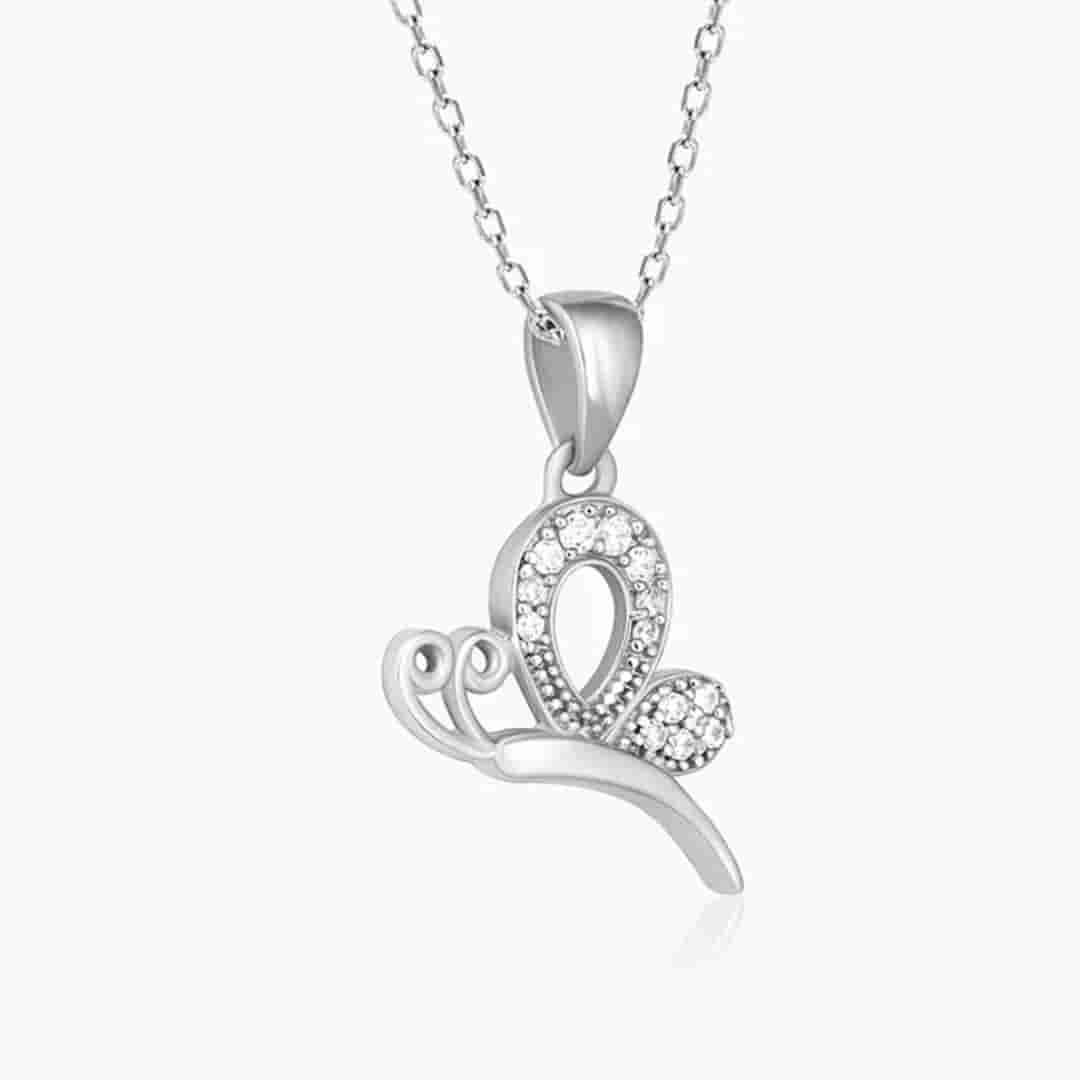 Silver Love Like A Butterfly Pendant With Link Chain