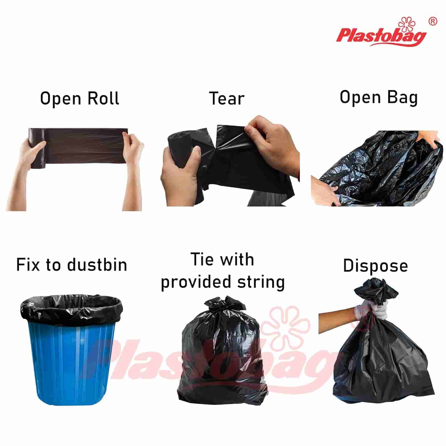 Plasto Garbage Bag 20 Micron Jumbo 36*48 10 Nos Red Box
