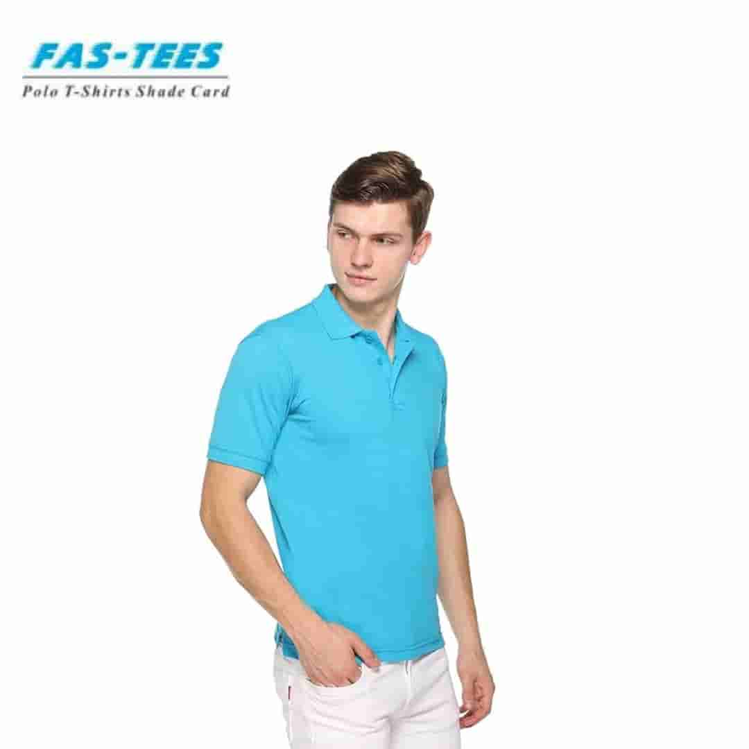 PIKMEE Men's FAS-TEES Polo T-Shirt - Aqua Blue - Soft Cotton Blend - Modern Fit