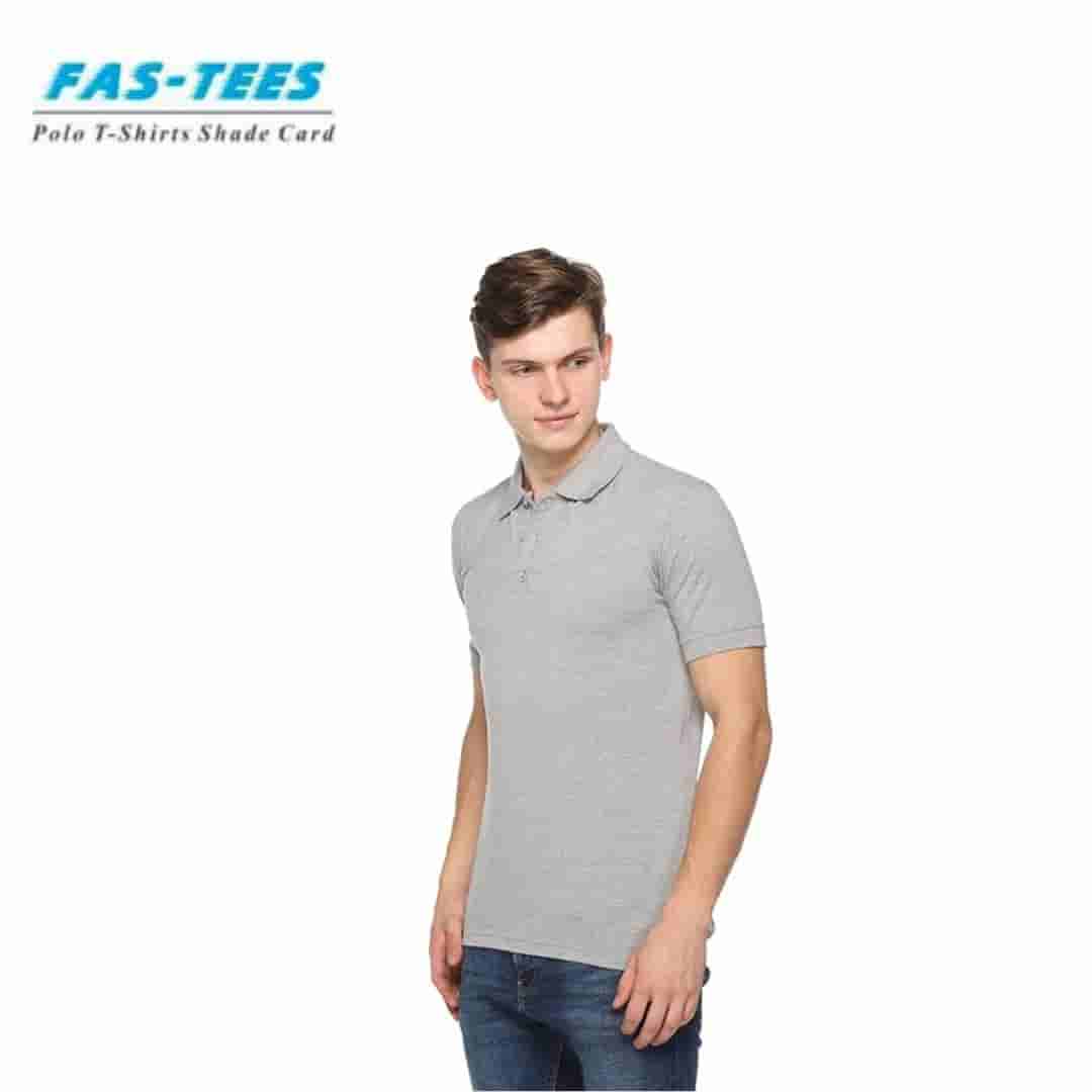 PIKMEE Men's FAS-TEES Polo T-Shirt - Grey Melange - Premium Cotton Blend - Modern Fit