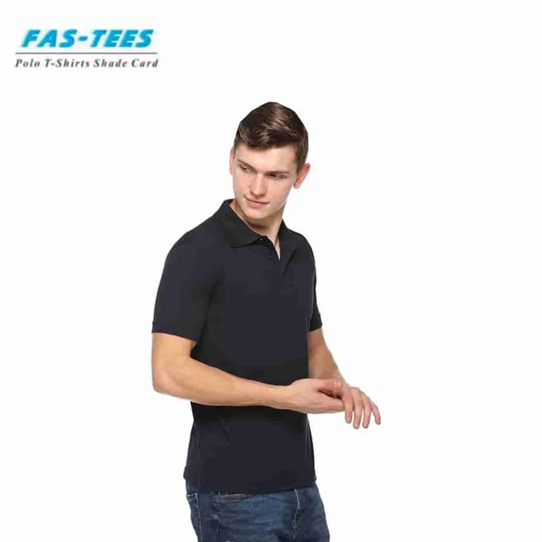 PIKMEE Men's FAS-TEES Polo T-Shirt - Navy Blue - Premium Cotton Blend - Classic Fit