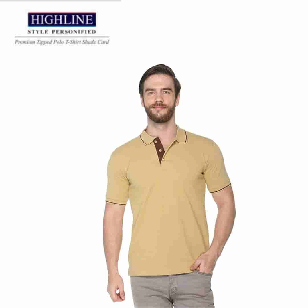PIKMEE Men's HIGHLINE Polo T Shirt  Beige Brown