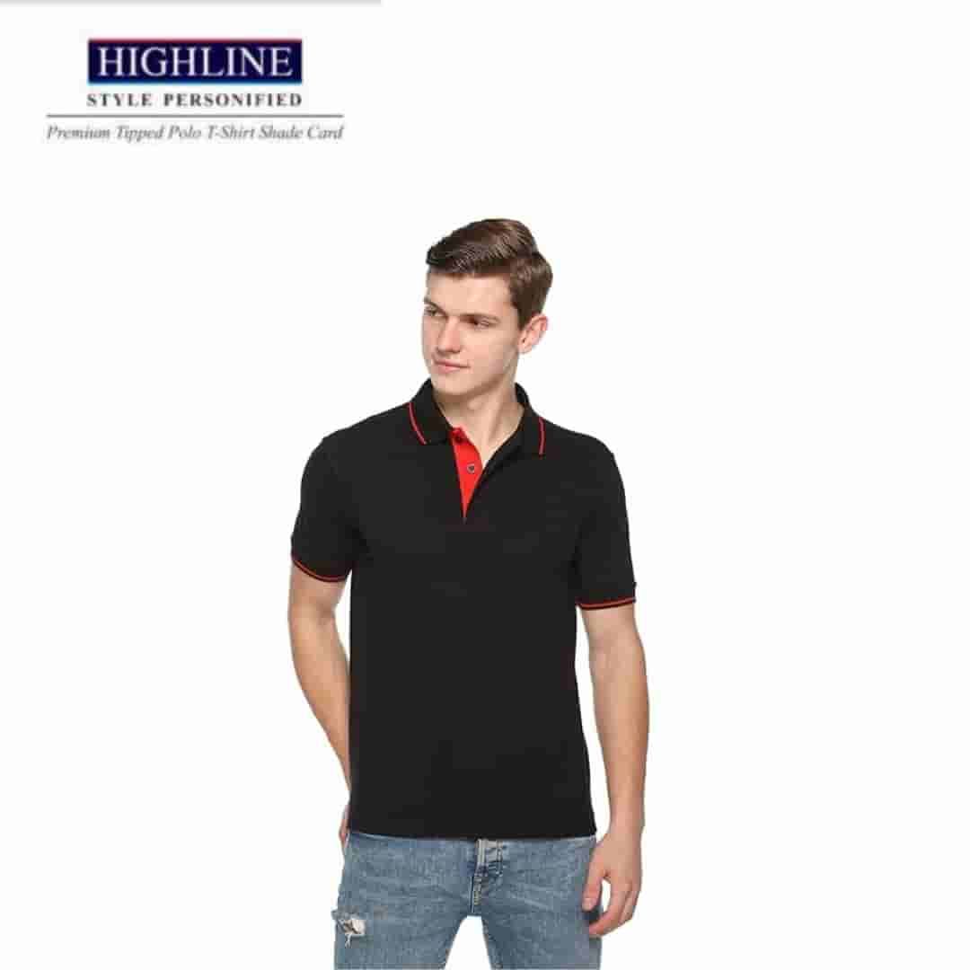 PIKMEE Men's HIGHLINE Polo T Shirt Black Red