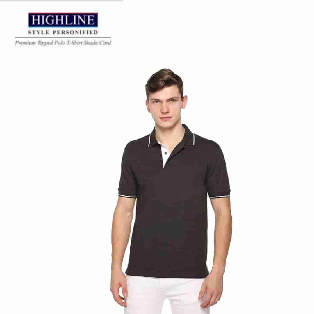 PIKMEE Men's HIGHLINE Polo T Shirt Black White