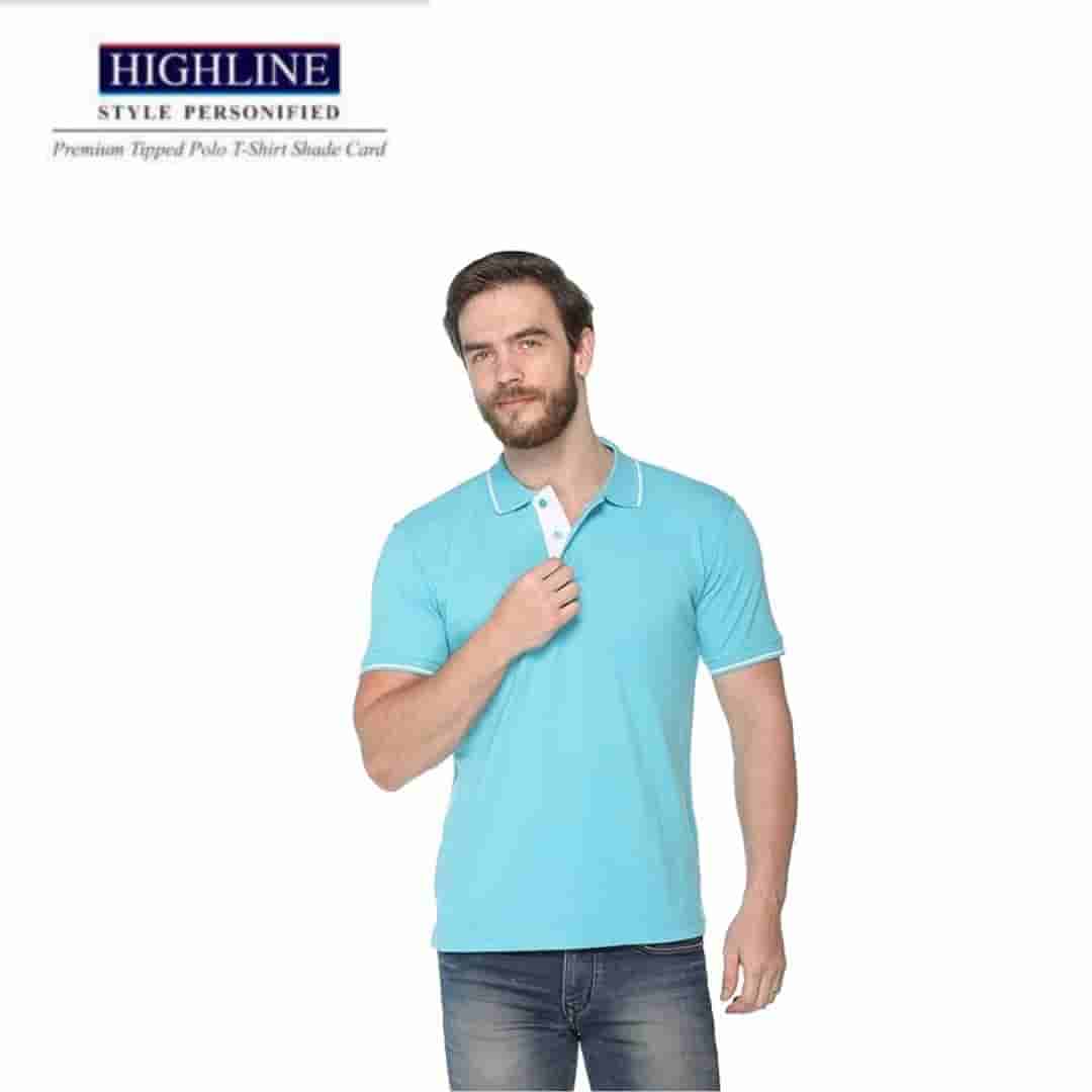 PIKMEE Men's HIGHLINE Polo T Shirt  E-Blue White