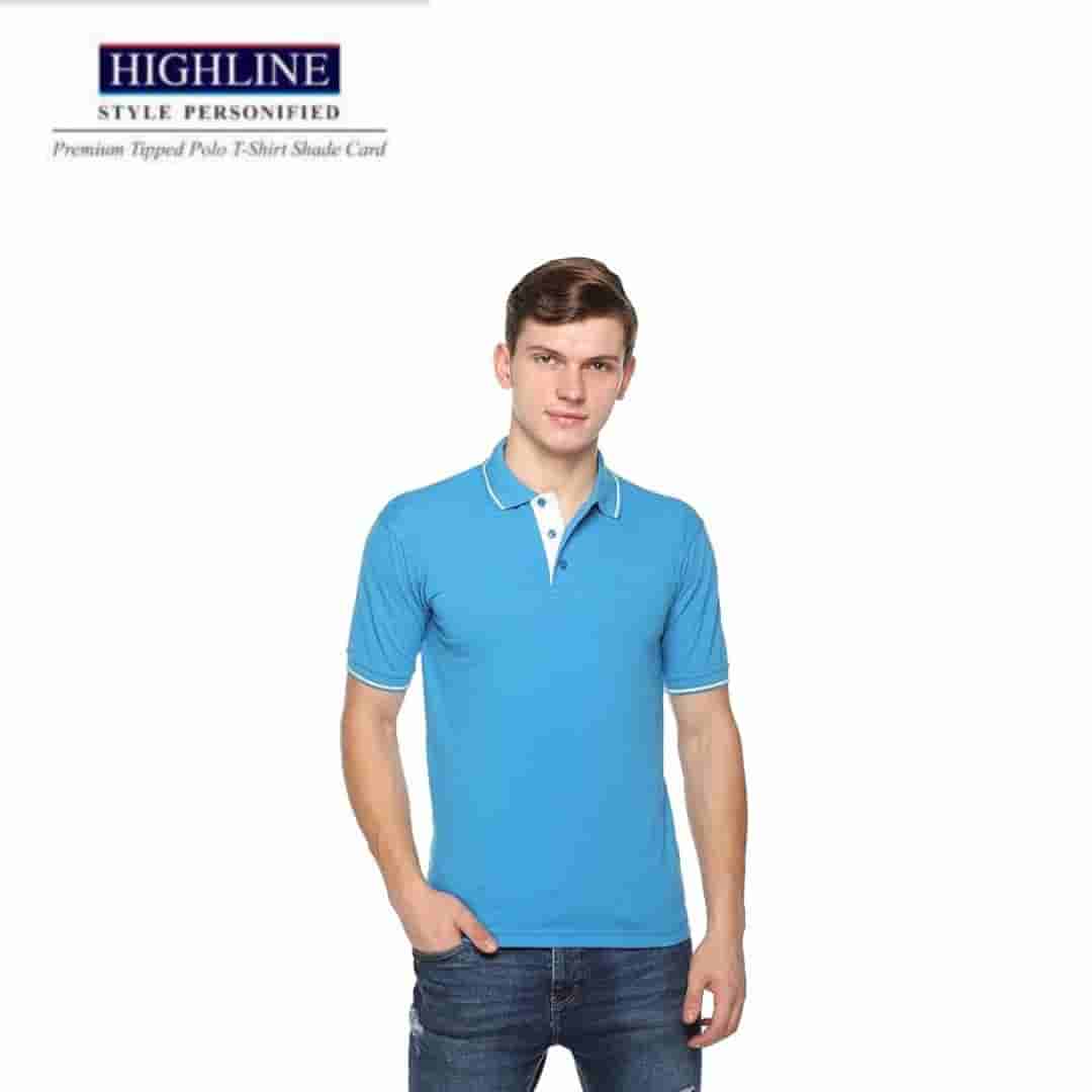 PIKMEE Men's HIGHLINE Polo T Shirt  T-Blue White