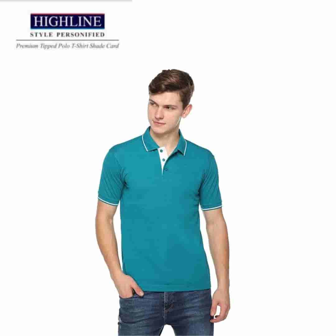 PIKMEE Men's HIGHLINE Polo T Shirt  T-Green White