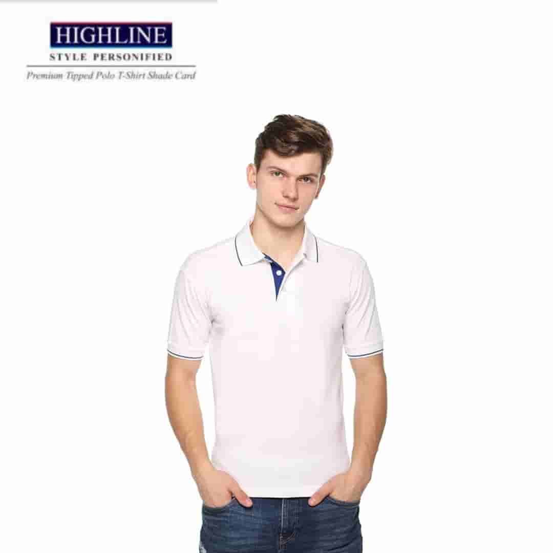 PIKMEE Men's HIGHLINE Polo T Shirt  White R-Blue