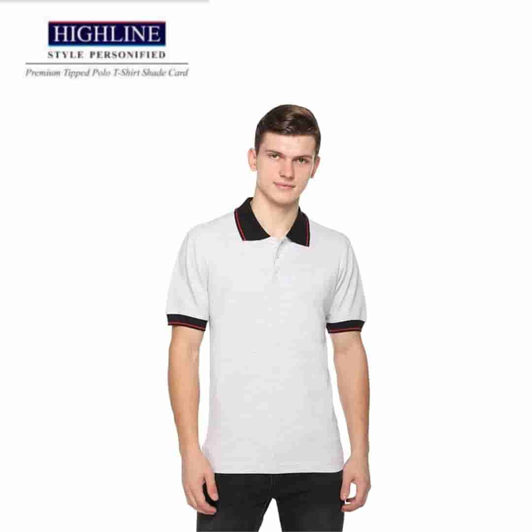 PIKMEE Men's HIGHLINE Polo T Shirt  White-M Red