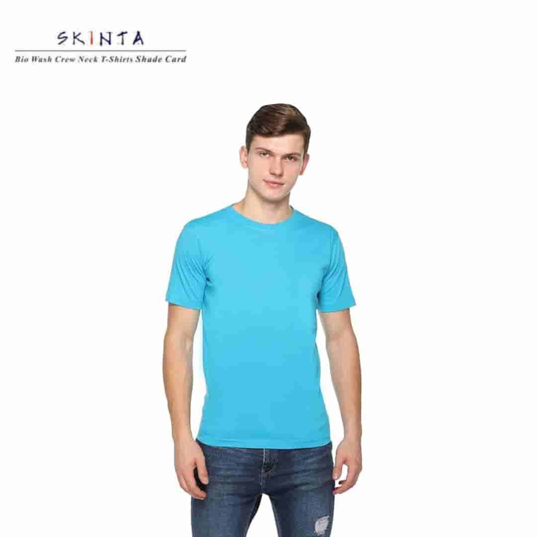 PIKMEE Men's SKINTA Crew T Shirt Aqua Blue