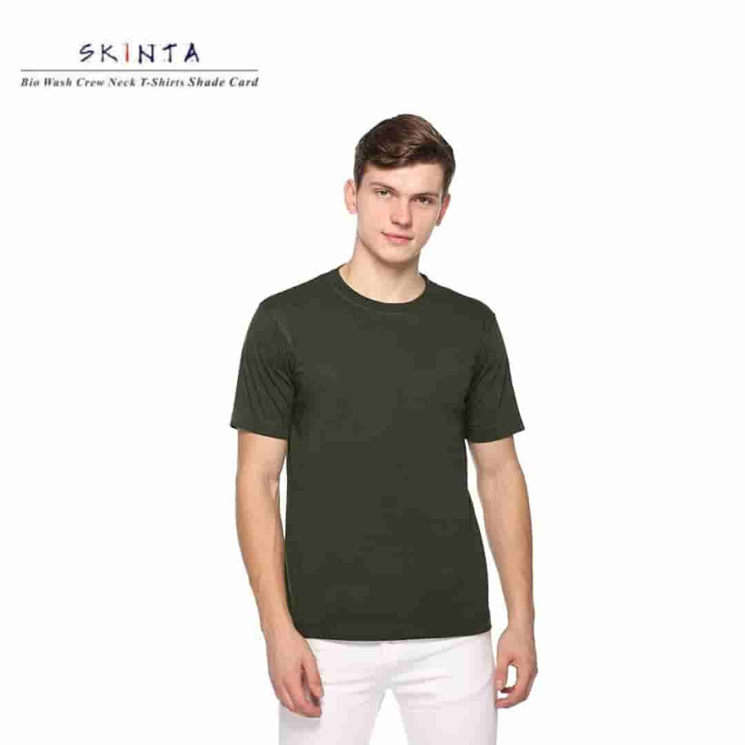 PIKMEE Men's SKINTA Crew T Shirt Bottle Green