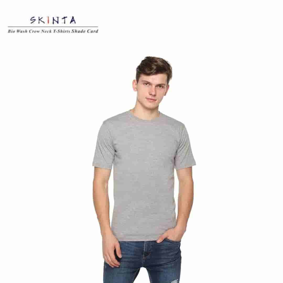 PIKMEE Men's SKINTA Crew T Shirt Grey Melange