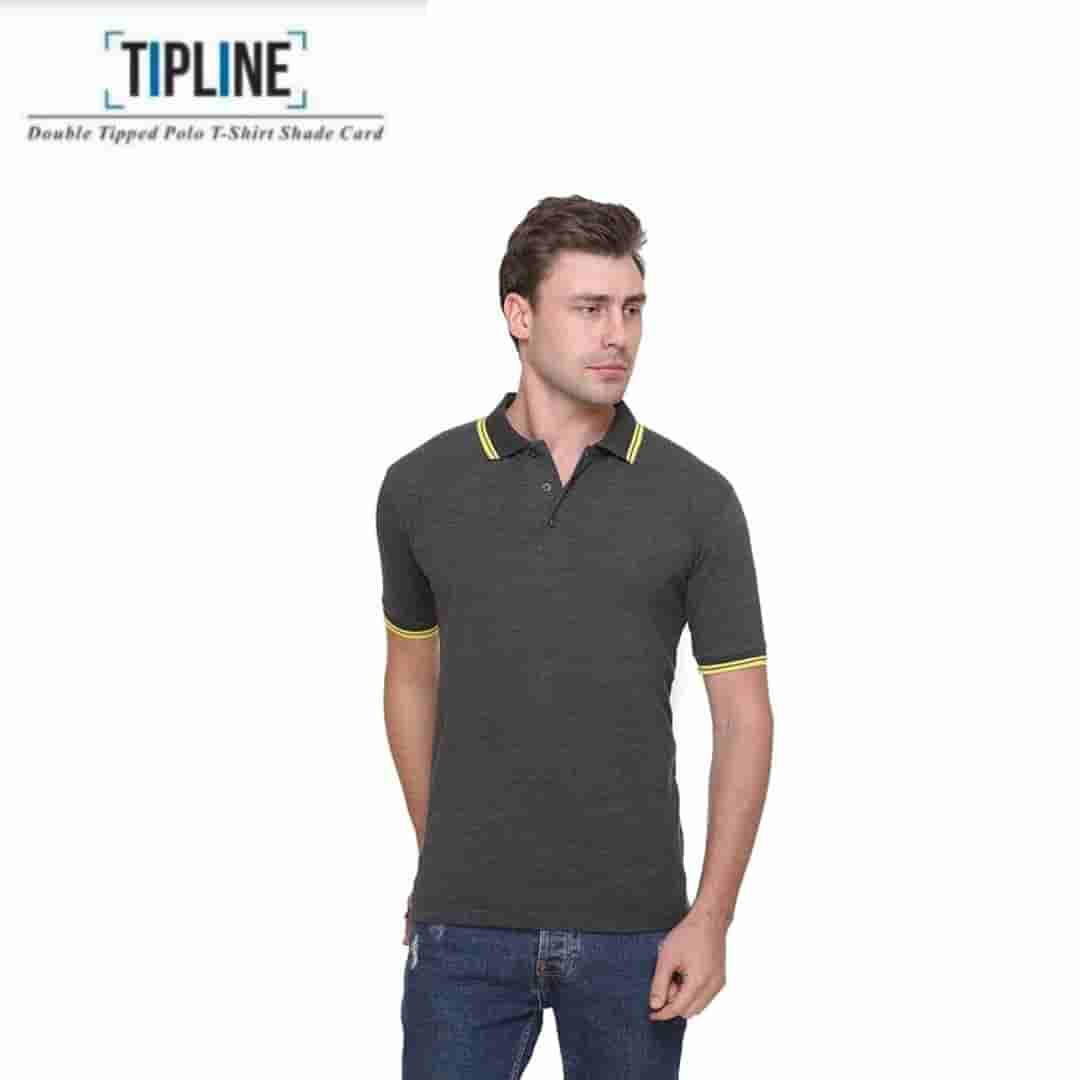 PIKMEE Men's TIPLINE Polo T Shirt  Charcoal Grey
