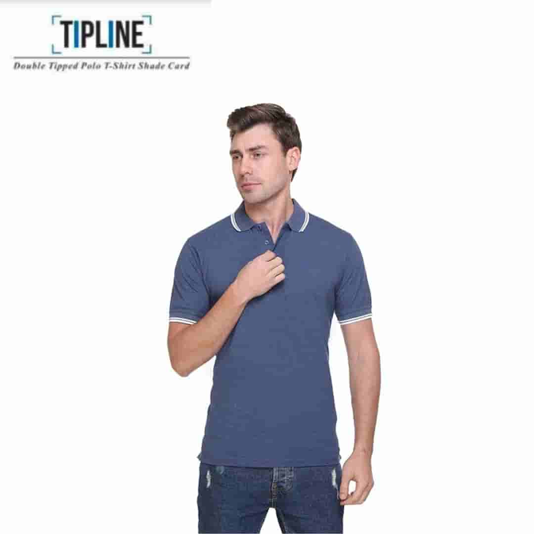 PIKMEE Men's TIPLINE Polo T Shirt  Denim
