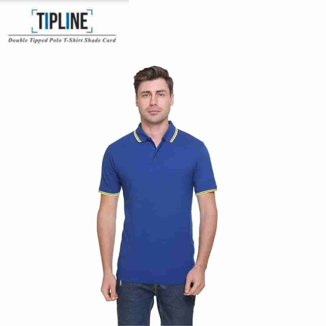 PIKMEE Men's TIPLINE Polo T Shirt  Royal Blue