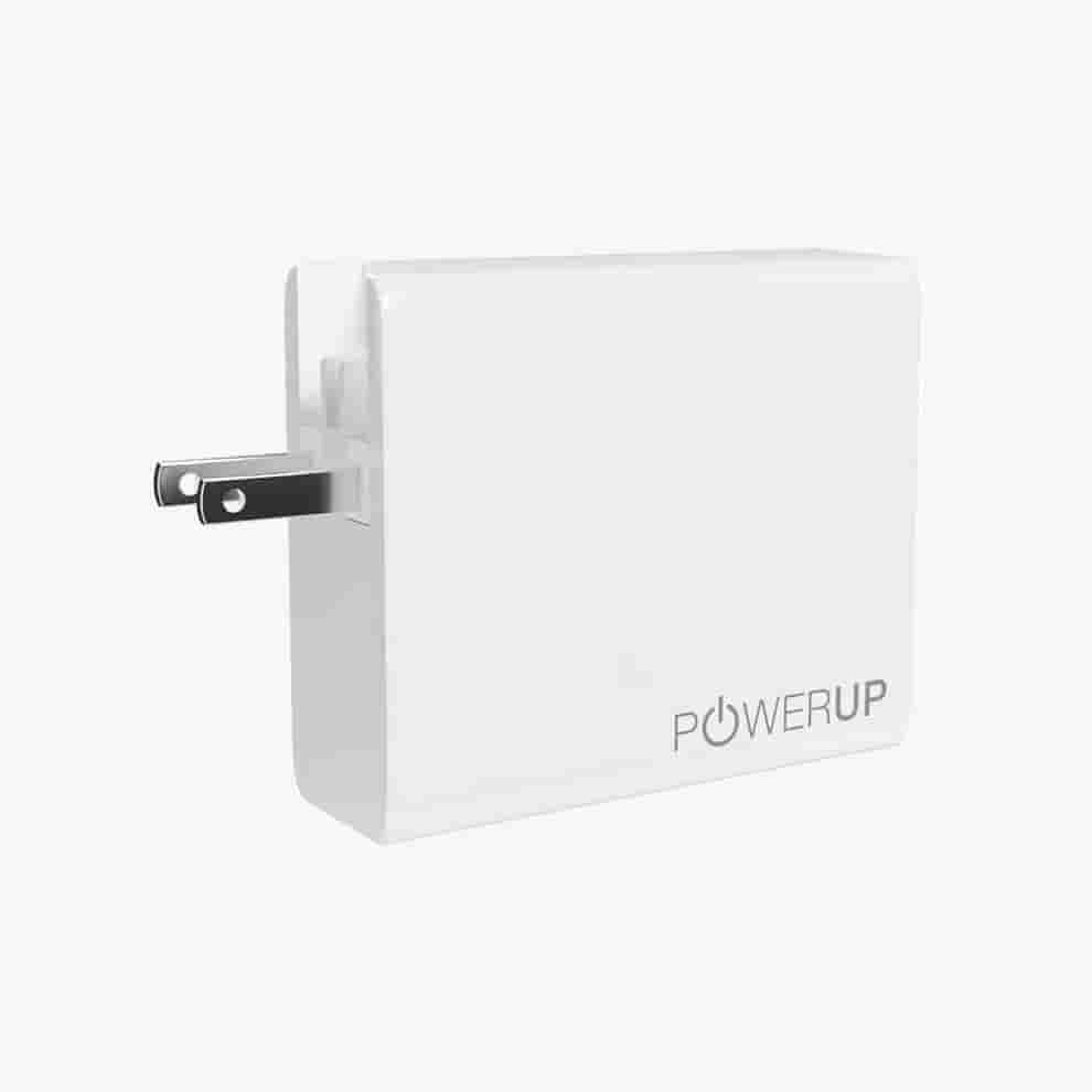 Powerup 65W 2 Type-C PD + USB QC 3.0 Wall Charger - White