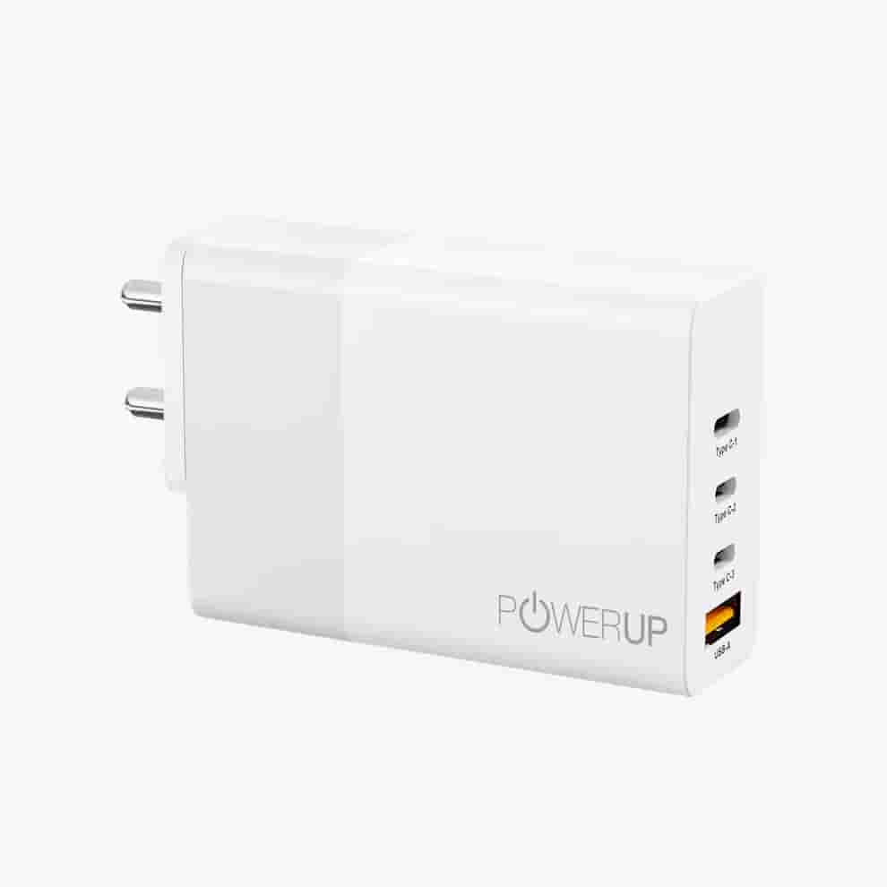 Powerup 120w 3 Type-C  PD + USB QC 3.0 Wall Charger - White
