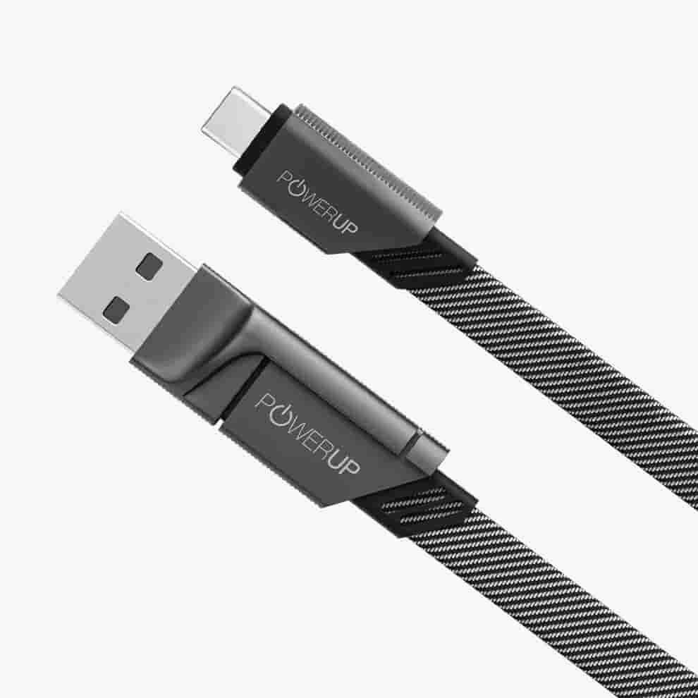 Powerup QuadMax 2IN1 66W Zinc Alloy 1.2m Cable - Copper