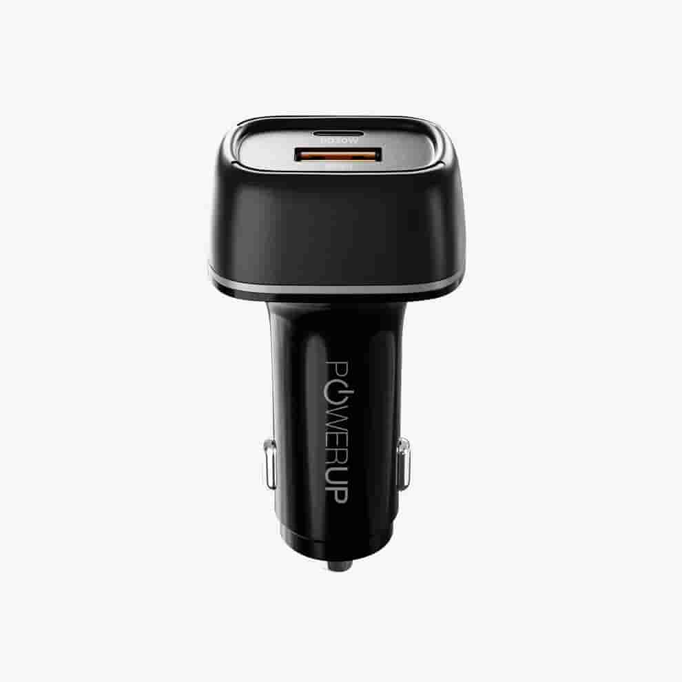 Powerup Type-C 38W PD & USB 3.0 Quick Car Charger  - Black