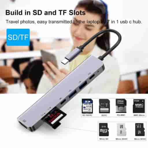 Powerup Type-C 7IN1 USB HUB Multi-Functional with Cable