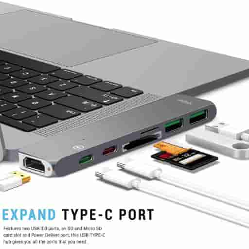 Powerup 7IN1 Multi-Functional Type-C USB HUB (Gunmetal)