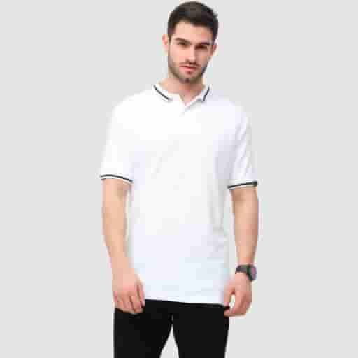 Rare Rabbit Polo Tee White with Black Tipping T-Shirt