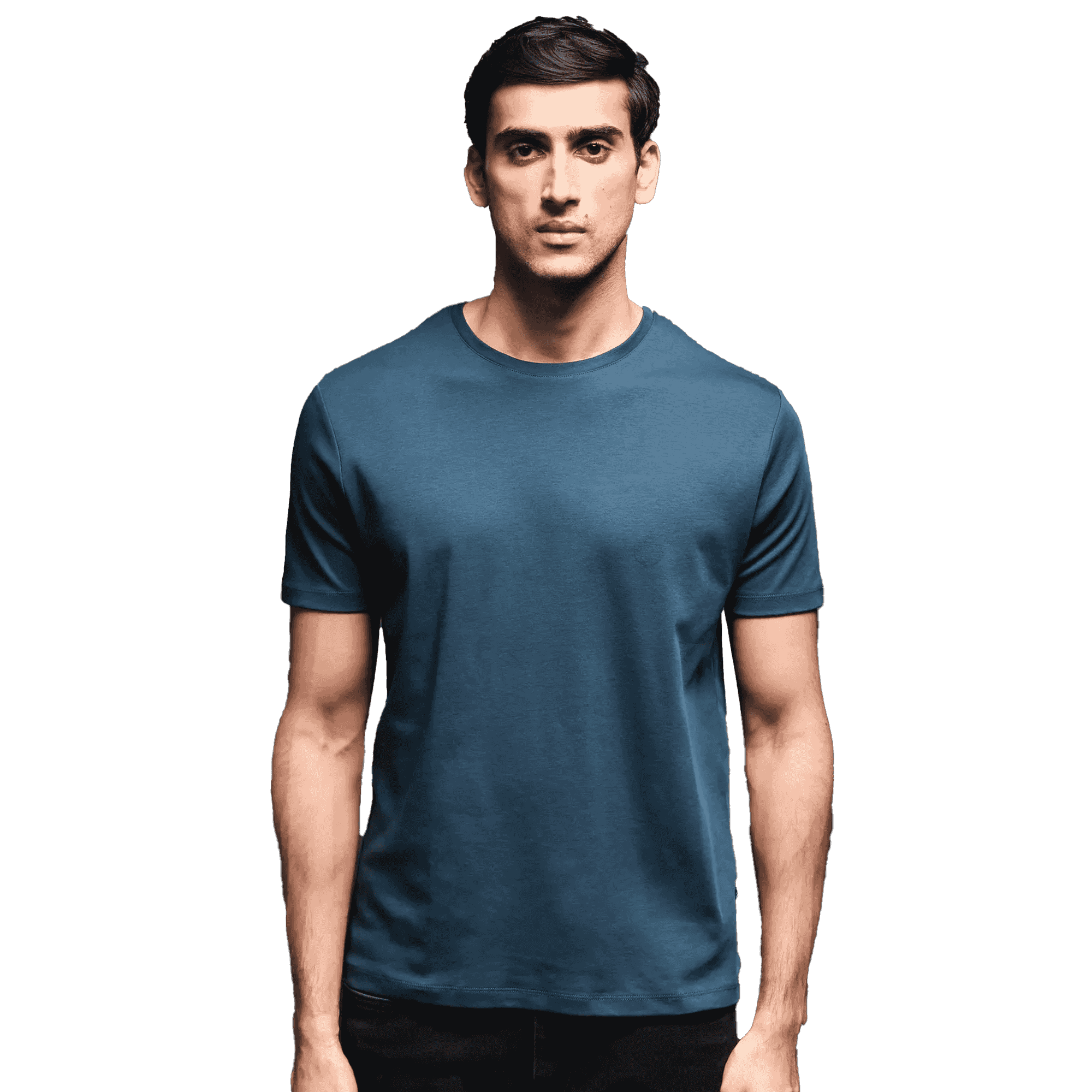 Rare Rabbit Petrol Blue Round Neck Liquid Cotton T Shirt