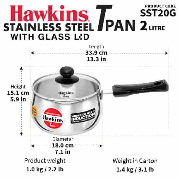 Hawkins 2 Litre Induction Sauce Pan with Lid