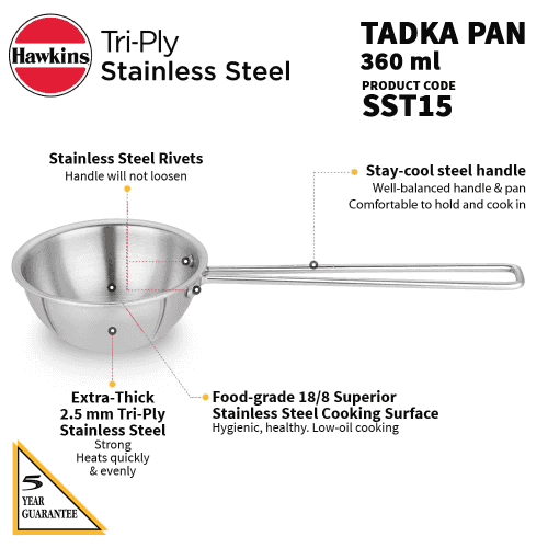 Hawkins 1.5 Cup Tadka Pan Silver