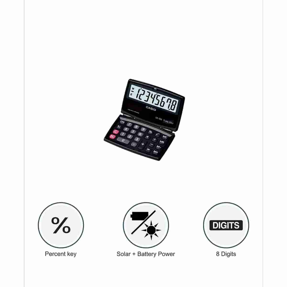 Casio SX-100-W Portable Calculator with Foldable Design