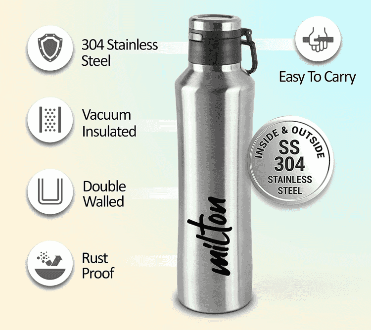 Milton Gulp 600ml TH Steel Water Bottle Ant Mascot