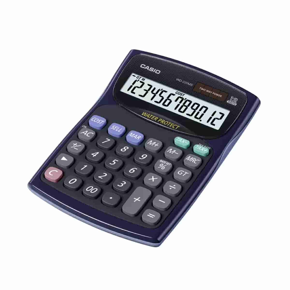 Casio WD-220MS Water Protected and Dust Proof Standard Calculator